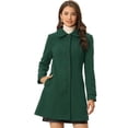thumbnail image 1 of Abrigo Largo De Invierno Con Cuello Peter Pan Para Mujer Verde Oscuro Sólido M, 1 of 5