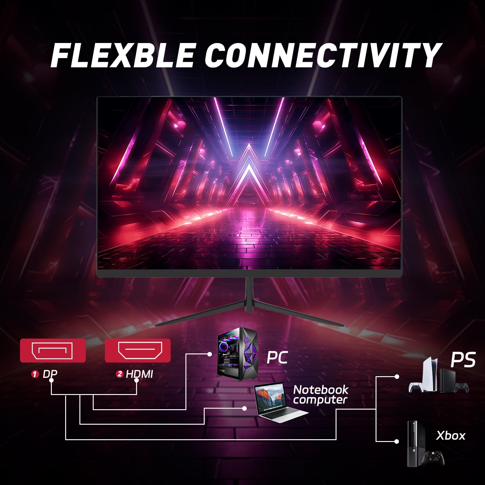 24 Inch Curved Gaming Monitor 180Hz 1ms FHD 1080P | HDMI DP FreeSync Eye Care