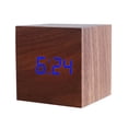 thumbnail image 1 of Flmtop Wooden Square Digital LED USB Desk Alarm Clock Table Voice Control Decoration, 1 of 7