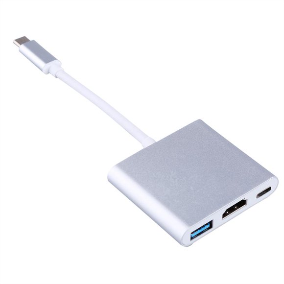 LHCER Type C Multiport Adapter, Type C Adapter Converter,3 in 1 USB 3.1 Type C to USB 3.0 Digital Multiport Adapter with Charger Charging Port