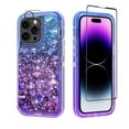 thumbnail image 1 of NIFFPD iPhone 14 Pro with Screen Protector + Camera Lens Protector, Bling Glitter Quicksand Sparkle Clear & Shockproof Protective Cover iPhone 14 Pro 6.1" Blue+Purple, 1 of 6
