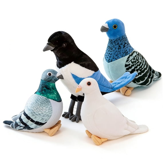 4-Pack 8-inch Simulation Rock Pigeon Plush Toy Set, Cute Stuffed Animals for Kids Birthday Christmas Gifts