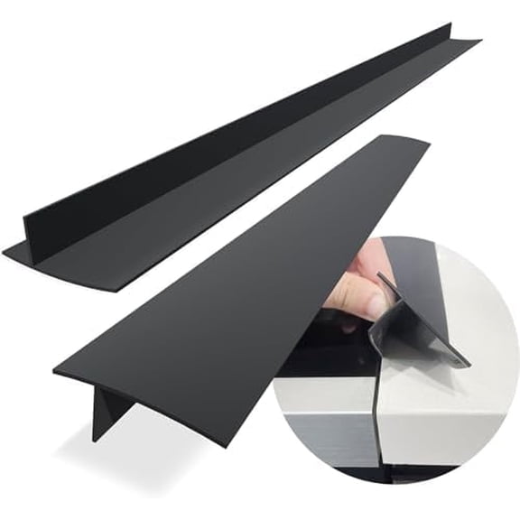 Silicone Stove Gap Filler - 25-Inch Seal for Kitchen Appliances & Countertops, Set of 2, Black