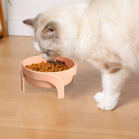 Elevated Pet Feeding Set Black Chin Cute Spine High Feet Bowl Function Cat Drinking Water Basin Dog Dish 7x14x5.5 cm Pink