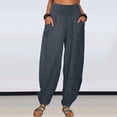 thumbnail image 2 of Sweatpants for Golf, Athletic, Lounge, Travel, Work Casual Pants for Women Womens Casual Solid Color Loose Pockets Elastic High Waist Pants Long Trousers Women's Clearance Pants, 2 of 7