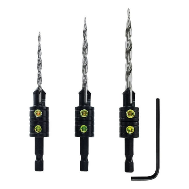 Snappy Tapered Drill Countersink Set 3 Pieces Plus Hex Key