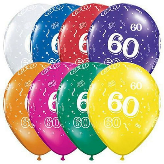LOONBALLOON Birthday-age-related Balloons, 11″ 60-A-ROUND - JEWEL ASSORTMENT