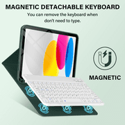 Kenke iPad (A16) 11th Generation 11 inch 2025 Keyboard Case,Case for iPad 10th Generation 10.9 inch 2022 Bluetooth Detachable -with Pencil Holder - Flip Stand Case - Keyboard Case, Dark Green
