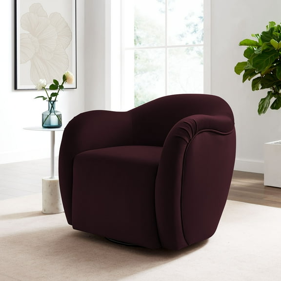 Modway Compose Performance Velvet Swivel Armchair in Mulberry by Modway