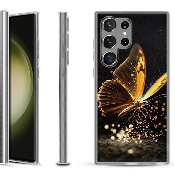 Slim-Fit Fashion Phone Case for Samsung Galaxy S23 Ultra, by OneToughShield ® - Golden Butterfly