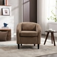 thumbnail image 2 of Hassch Upholstered Corduroy Accent Barrel Chair with Soft Padded Armrests and Wasit Pillow, Modern Club Chair for Living Room Bedroom Waiting Room Office, Camel, 2 of 9