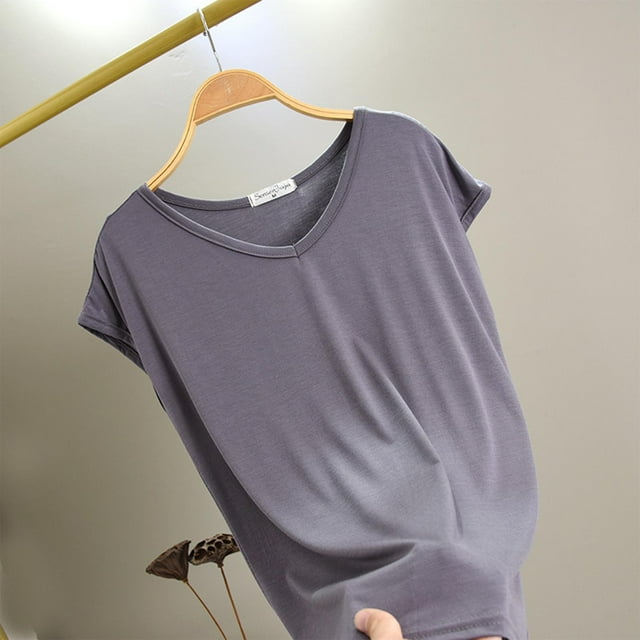 Pyjamas pour Femmes T-Shirts d'Été à Manches Courtes Col en V Amples Tenues Mode Vêtements de Nuit