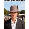 thumbnail image 6 of Gustave Felt Fedora Trilby Hat for Men Women Short Brim Vintage Jazz Panama Church Dress Hat with Feather Band - Khaki, 6 of 7
