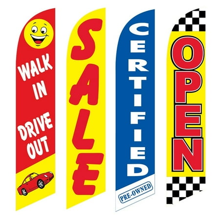 4 Advertising Swooper Flags Walk In Drive Out Sale Certified Open Advetising