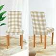 thumbnail image 5 of Khaki Buffalo Plaid Check Dining Chair Covers Set of 4 Spandex Stretch Chair Covers Decoration for Home Banquet Ceremony, 5 of 6