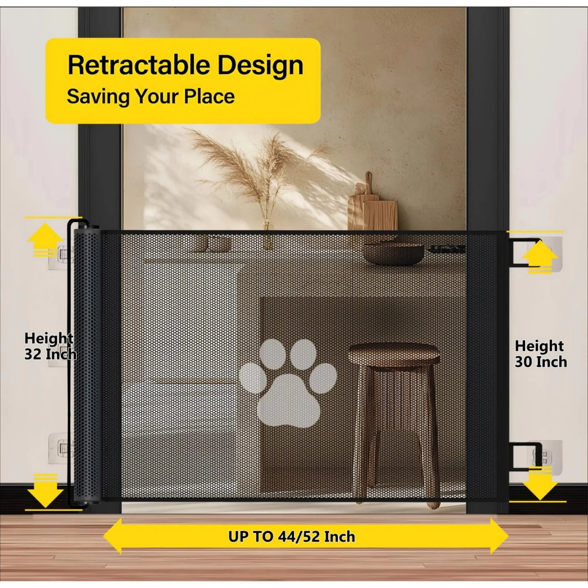 Automatic Rebound Door Barrier Cloth Pet Gate（2 pack）