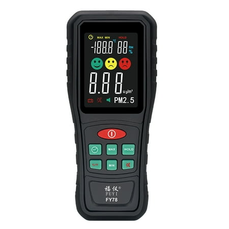 

FUYI PM2.5 Temperature Humidity Air Quality Tester Portable PM2.5 Environmental Detector Haze Particle Monitor Black FY78