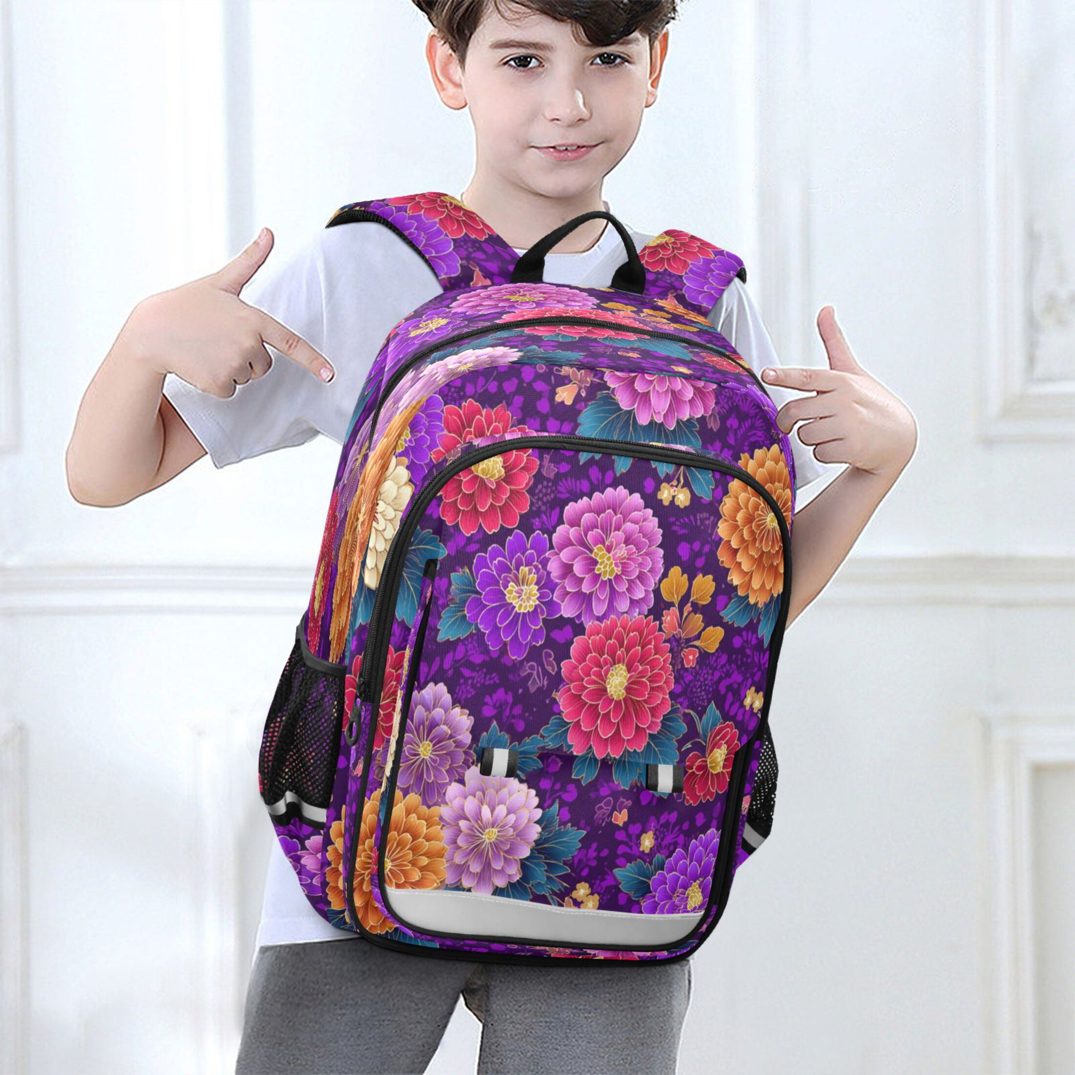 Backpack 12.9 *5.1 * 17.7 Inches Outing Backpack, Shopping Backpack, Travel Backpack Japanese Flowers