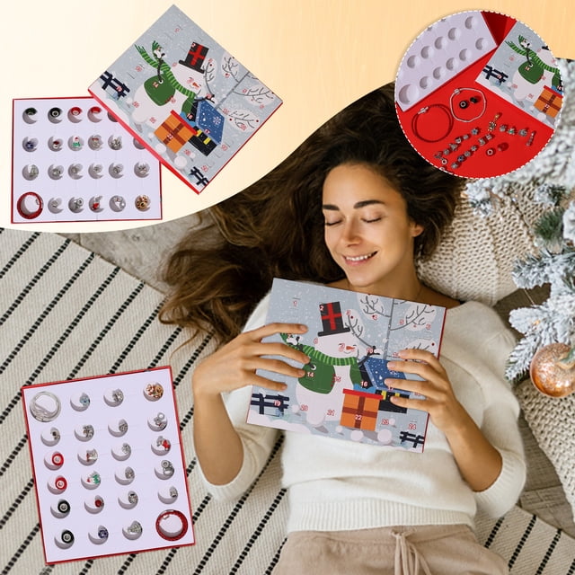 Caja de regalo de Navidad para niños, calendario de cuenta regresiva, conjunto de pulsera de cordón de cuero de Adviento Wmkox8yii shdjk102