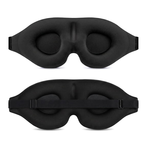 3D Sleep Mask for Side Sleepers, Full Light Blocking Eye Mask, Soft Breathable Zero Pressure Blindfold for Men & Women, Black