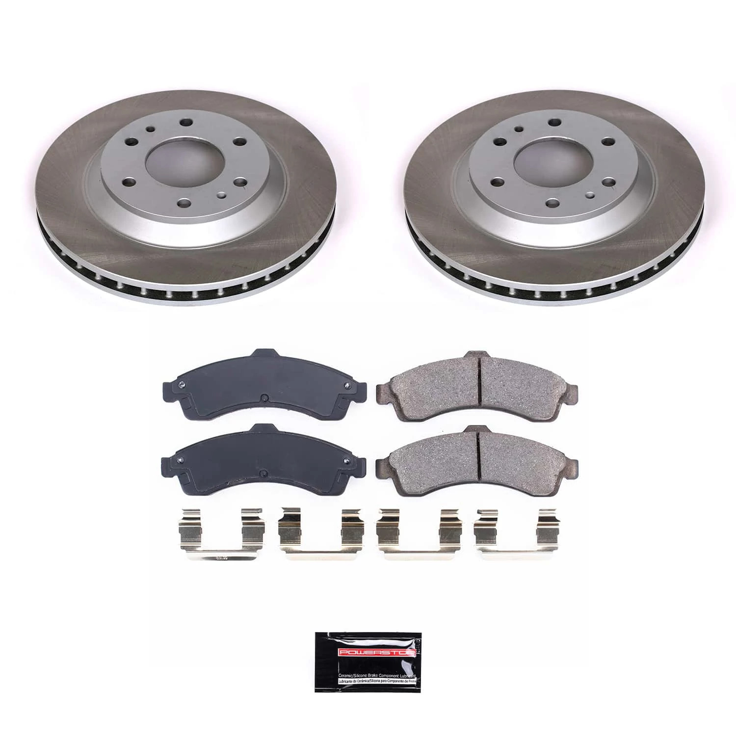 PowerStop Front Semi-Coated Rotor and Low-Dust Ceramic Brake Pad Kit SC2057