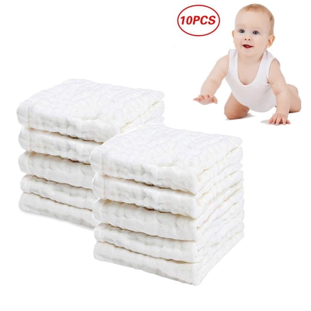 CHOK -10PCS Baby Muslin Towel Natural Plain Weave Suitable For Boys And Girls