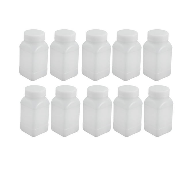 Unique Bargains 10 Pcs Bouteilles Rondes en Plastique HDPE 250ml pour Échantillons de Laboratoire Blanc