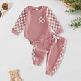 thumbnail image 2 of Kaprioy Baby Boy Romper Newborn Baby Boy Fall Outfit Romper Long Sleeve Plaid Print Patchwork Jumpsuit Bodysuit Elastic Waist Pants Infant Waffle Clothes, 2 of 7