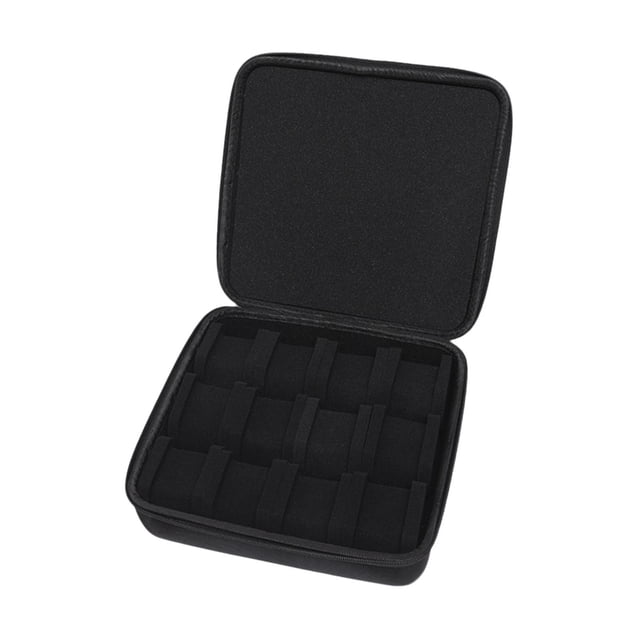 Estuche para guardar relojes de hombre, 12 compartimentos, portátil, 27 x 26 cm, multiusos, para uso personal, ligero, con asa de transporte y inserto