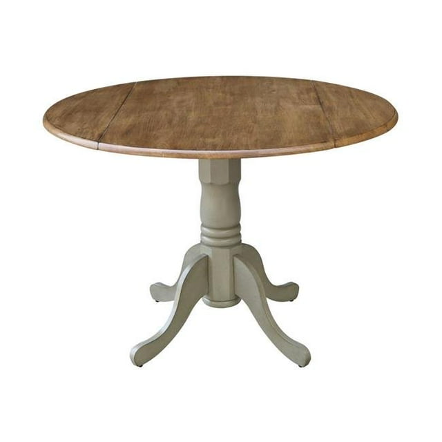 International Concepts T41-42DP 42 in. Round Dual Drop Leaf Pedestal Table, Hickory & Stone