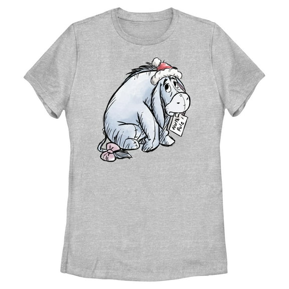Womens Winnie the Pooh Eeyore Santa Letter Sketch T Shirt