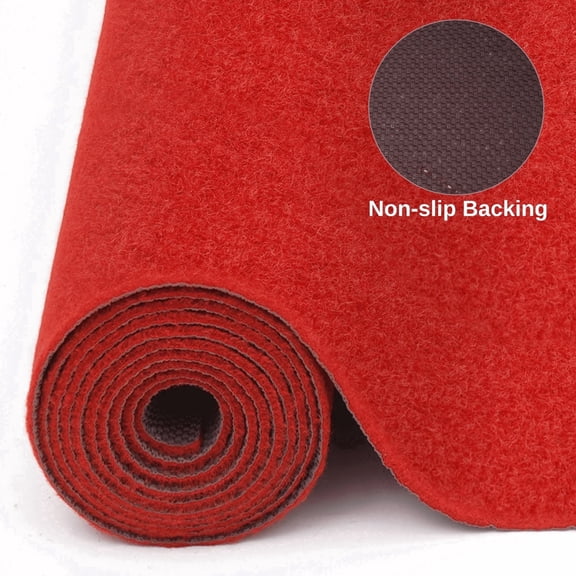 WANLISELL 3.3 x 10 ft Red Carpet Runner, Extra Thick Red Runner Rug with Rubber Backing, Non Slip Aisle Rug for Wedding, Parties