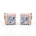 thumbnail image 1 of JeenMata Aros Tipo Botón con Halo de Moissanita de Corte Princesa de 2,2 Quilates y Doble Punta Bañados en Oro Rosa de 18 K sobre Baño de Plata Bañados en Plata, 1 of 5