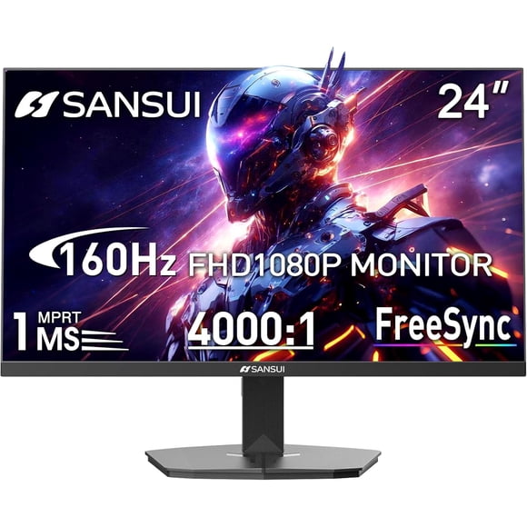 SANSUI Monitor Gaming de 24” 160Hz FHD 1080P Mod.ES-G24F4M Monitor de Computadora, FreeSync 1ms Contraste 4000:1, Puerto HDMI Y DP, Soporte VESA, con Freesync (Cable HDMI de Regalo)