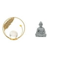 thumbnail image 1 of Estatua de bola de cristal, estatua de mono, figura de Buda, adorno de meditación, escultura de arenisca, base estable. Ideal para el hogar, la oficin, 1 of 8