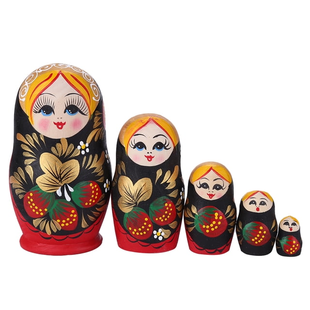 Ruso anidando madera Matryoshka muñeca fresa niña 5 capas artesanía decoración Hugtrwg Para estrenar