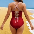 thumbnail image 5 of Amzcrzy One Piece Swimsuit Women Trendy Push Up Crisscross Back Summer Bathing Suits Tummy Control Colorblock Women's Swimwear Modest Full Coverage Slimming Swim Suits S, 5 of 8