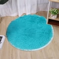thumbnail image 1 of Blue Round Rug Faux Fur Sheepskin Area Rugs Fluffy Plush Carpet Washable Shaggy Mat for Living Room Bedroom Home Decor, 2.6 ft, 1 of 6