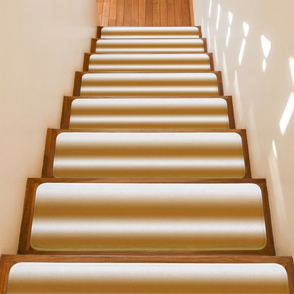 Orange and White Gradient Stair Treads Non Slip for Steps Minimalist Burnt Orange Ombre Modern 7 Pcs Reusable Adhesive Stair Runner Mats for Dogs Elders Carpet Treads Rugs for Staircase 8x30 In
