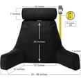 thumbnail image 2 of Husband Pillow, Aspen Edition - Reading and Bed Rest Pillow with Arms - Neck Roll on Bungee Cord or Removable - Premium Memory Foam - Reversible Two-Sided Cover Microsuede or Microfiber, Stable Black, 2 of 13