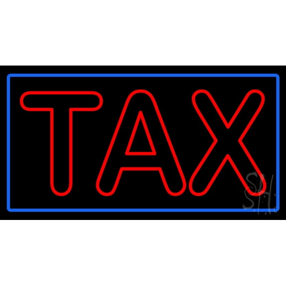 Doubel Stroke Tax Blue Border LED Neon Sign 13 x 24 - inches, Black Square Cut Acrylic Backing, with Dimmer - Bright and Premium built indoor LED Neon Sign for Defence Force.