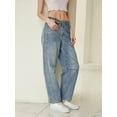 thumbnail image 6 of Michellecmm Women Fashion Loose Jeans Solid Color Mid-Rise Barrel Denim Pants Spring Summer Casual Trousers Streetwear, 6 of 9
