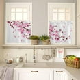 thumbnail image 4 of 3 Pieces Kitchen Curtains & Valances Set, Cherry Blossoms Flower, Short Curtain Rod Pocket Window Curtain, Spring Pink Floral, Window Treatment Tiers Valances (Single Panel 54"x18",2 Tiers 27.5"x24"), 4 of 5