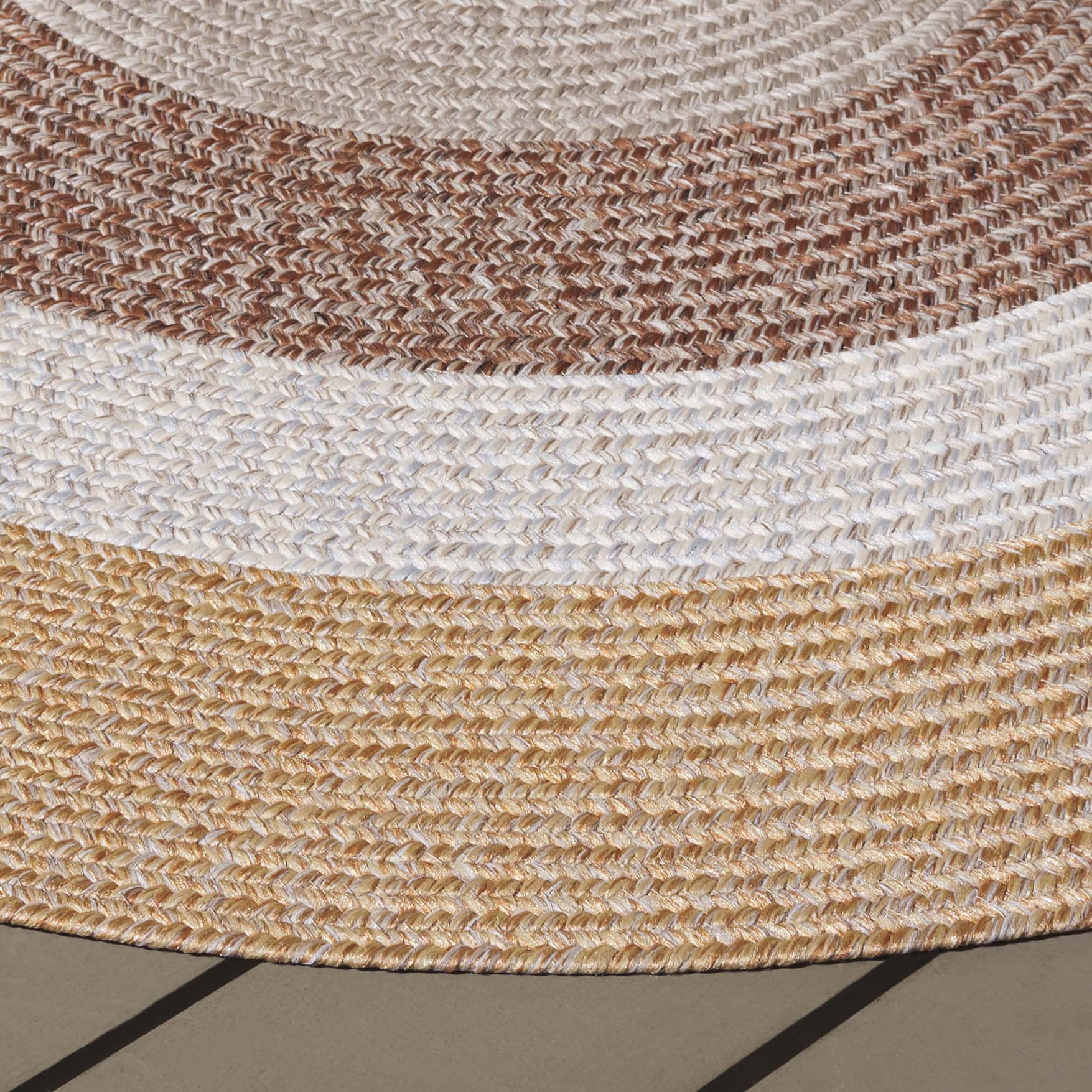 SAFAVIEH Braided Kent Geometric Machine Washable Reversible Area Rug, Brown/Light Brown, 3' x 3' Round