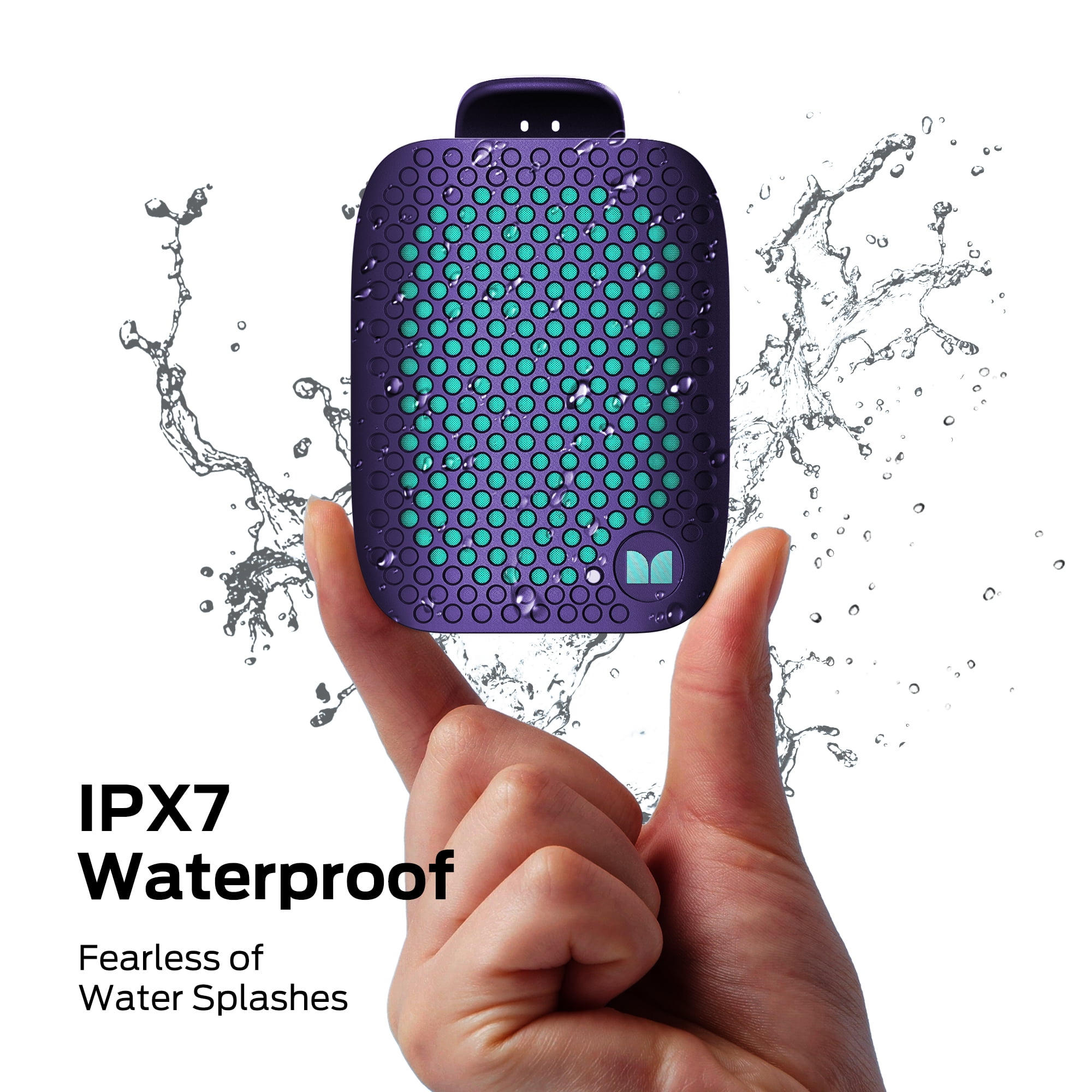 Monster Wearable Clip-On Portable Bluetooth Speaker, Rechargeable Wireless Speaker, Purple