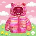 thumbnail image 4 of WhouRiu Toddler Girls Winter Coat Gradient Zipper Front Insulated Hooded Coat Kids Lightweight Warm Puffer Coats Red,Sized 2-3, 4 of 4