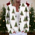 thumbnail image 2 of Women's Cardigan Long Sleeve Lightweight Fun Christmas Print Jacket with Button Front for Holiday Fashion and Casual Wear,White,S, 2 of 5