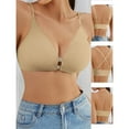 thumbnail image 4 of Elvqul Front Closure Bras for Women Plus Size Full Coverage Bra Push Up Seamless Khaki Womens Bras, 4 of 4