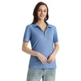 thumbnail image 5 of Zfeel Oceanside Heather Polo for Women, Short Sleeve Collared Classic Polo Shirt, Classic Blue Heather, L, 5 of 6