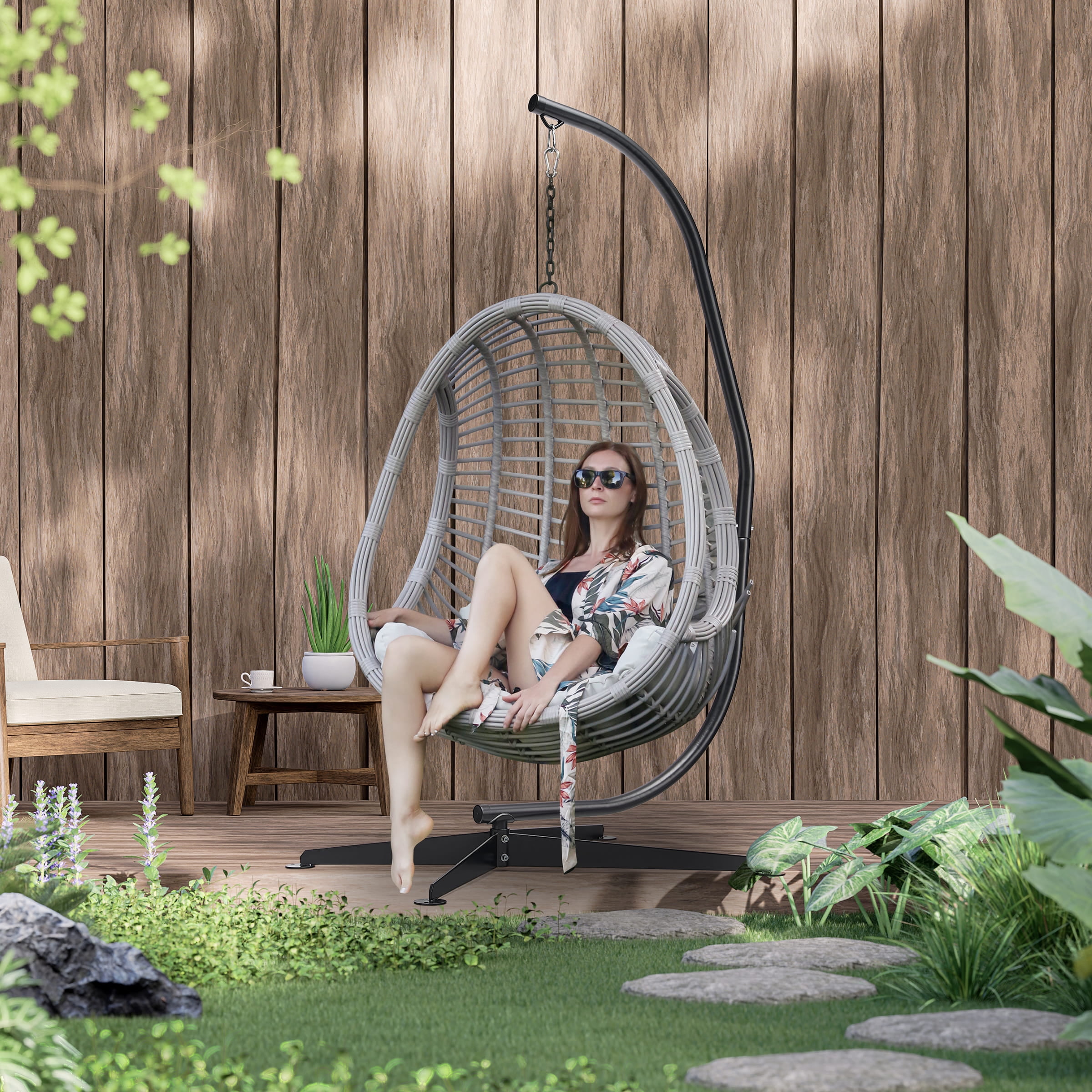 Sorbus Steel C-Stand Hammock Chair Stand, Adjustable Height, Weather-Resistant, Supports 330 lb